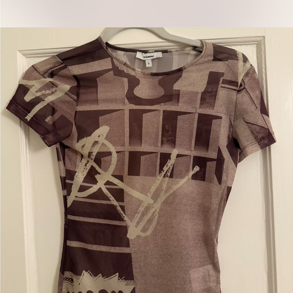 Miaou Abstract Brown Short Sleeve Tee